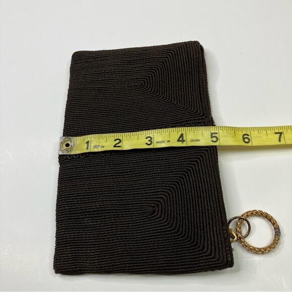 Brown Beaded Elegant Zip Clutch - Picture 8 of 8